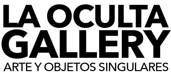 Logotipo de La Oculta Gallery: Arte y Objetos Singulares. Identidad visual de la galería especializada en mecenazgo y obras de arte contemporáneo únicas.